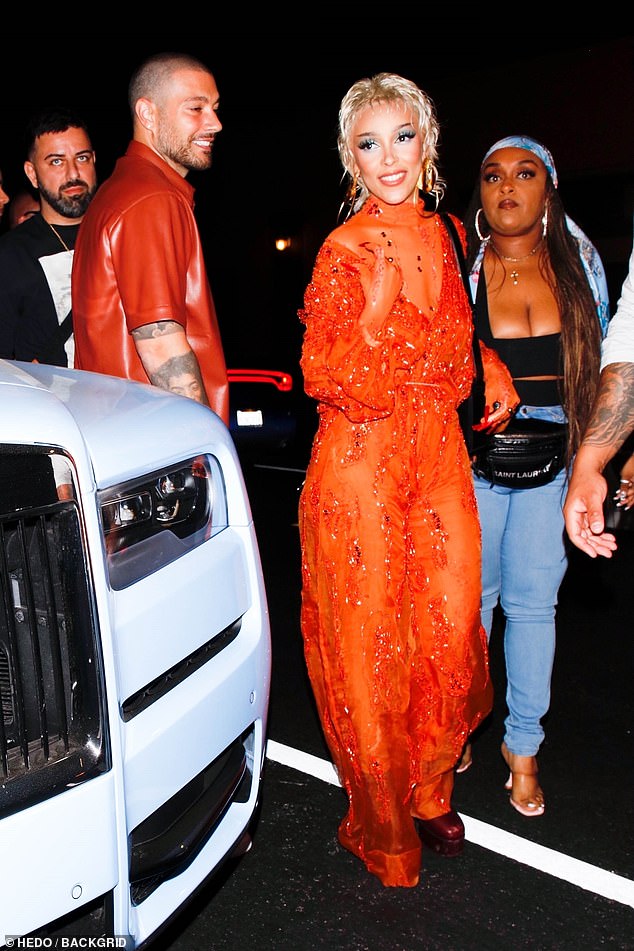 Looking good: Doja Cat commanded attention as she arrived at rapper Gunna's birthday party held at The Highlight Room in Hollywood on Monday night
